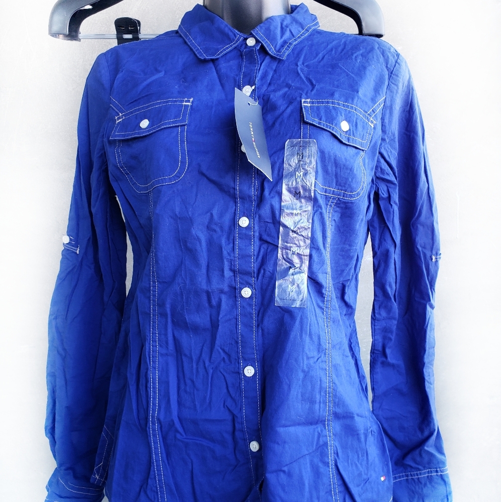 Tommy Hilfiger Royal Blue Collared Button-up Shirt